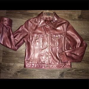 Ladies Infinity Studios Burgundy Leather Jacket. S